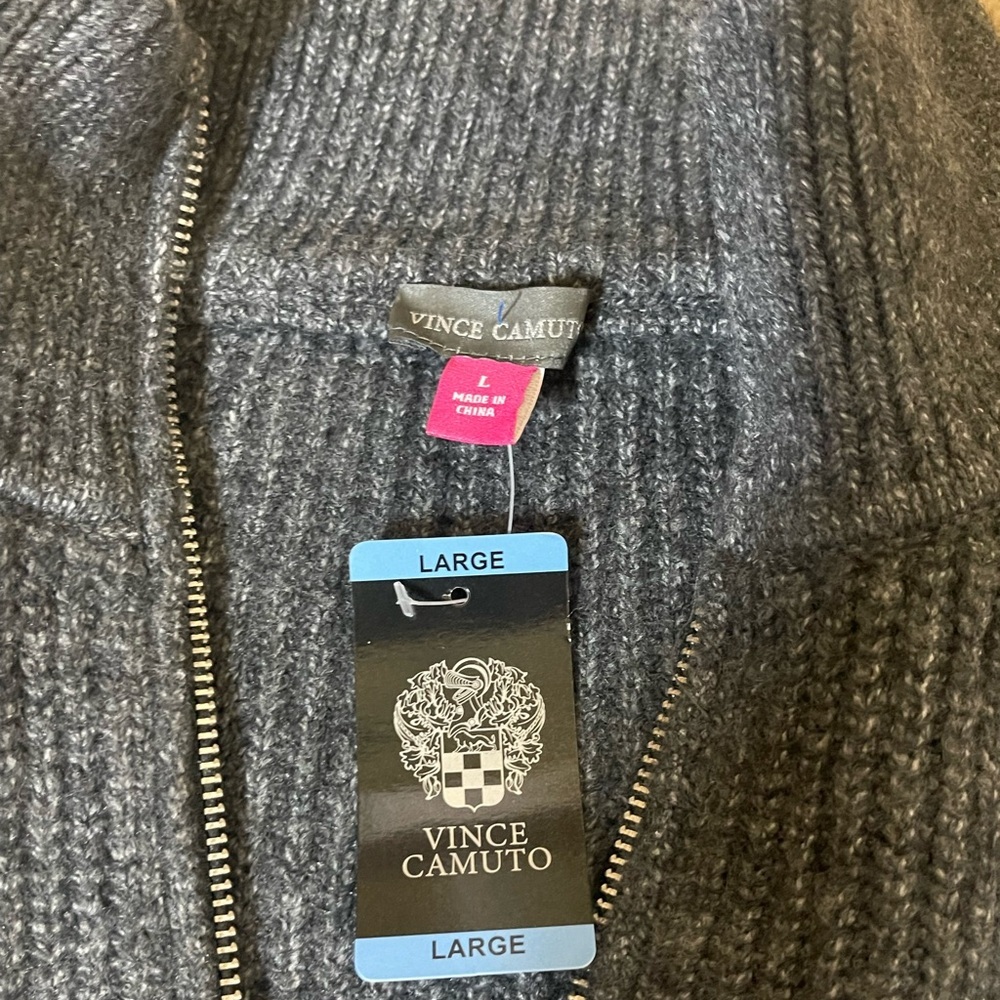 NWT Vince Camuto size large knitted zip front sweater - Picture 5 of 6